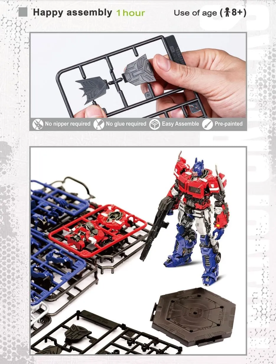 Transformers Optimus Prime Figure Model Kit – Freightliner FLA Cabover Easy to Assemble 3D Articulated Action Figure Pre Painted Collectible Series Toys Hobby 03111