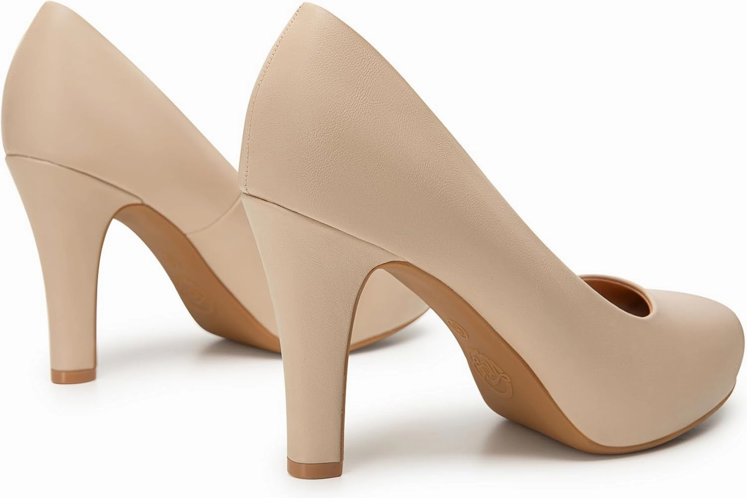 Trary Women's Heels for Women, Black Heels White Heels Brown Heels Nude Heels, Low Platform Heels, IN3.2 High Heel Closed Round Toe Pumps Dress Office Wedding Shoes for Women