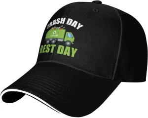 Trash Day Best Day Waste Management Garbage Unisex Adjustable Classic Baseball Cap Casual Sandwich Hat Everyday Wear Black