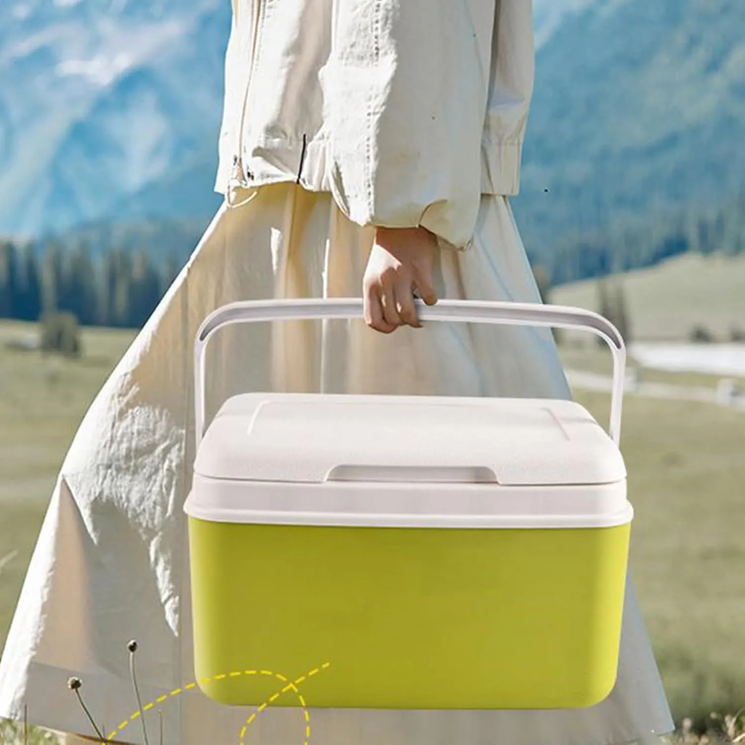 Travel Cooler Box - Leakproof Ice Cooler Carrier, Thermal Picnic Container | Portable Food Organizer Large Outdoor Ice Chest with Handle, Drink and Snack Storage for Camping, BBQ, Beach Trips,