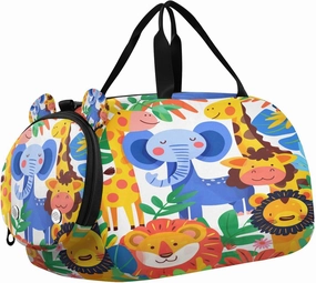 Travel Duffle Bag for Kids Boys Girls African Forest Animal Giraffe Sports Bag Overnighter Duffle Sleepover Weekender with Shoes Compartment