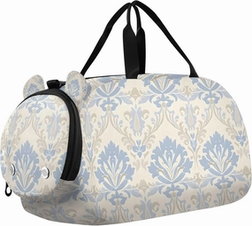 Travel Duffle Bag for Kids Boys Girls Blue Paisley Flower Boho Sports Bag Overnighter Duffle Sleepover Weekender with Shoes Compartment