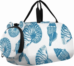 Travel Duffle Bag for Kids Boys Girls Blue Starfish Retro Ocean Sports Bag Overnighter Duffle Sleepover Weekender with Shoes Compartment