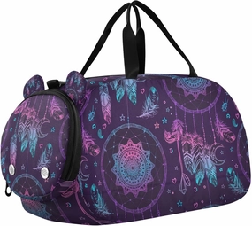 Travel Duffle Bag for Kids Boys Girls Boho Dreamcatcher Feathers Moon Sports Bag Overnighter Duffle Sleepover Weekender with Shoes Compartment