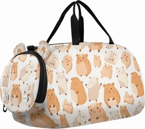 Travel Duffle Bag for Kids Boys Girls Capybara Animal Yellow Sports Bag Overnighter Duffle Sleepover Weekender with Shoes Compartment