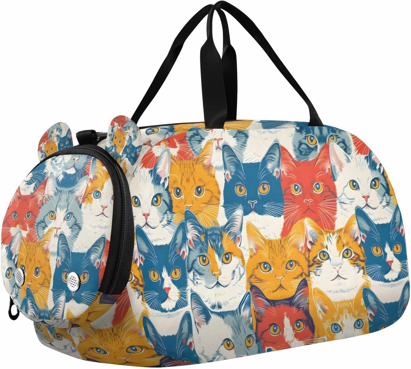 Travel Duffle Bag for Kids Boys Girls Cats Vintage Sports Bag Overnighter Duffle Sleepover Weekender with Shoes Compartment