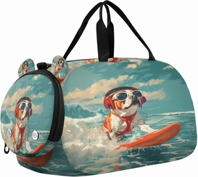 Travel Duffle Bag for Kids Boys Girls Cool Dog Funny Sports Bag Overnighter Duffle Sleepover Weekender with Shoes Compartment