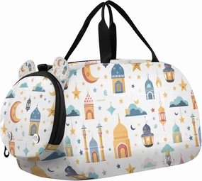 Travel Duffle Bag for Kids Boys Girls Cute Castle Star Moon Sports Bag Overnighter Duffle Sleepover Weekender with Shoes Compartment