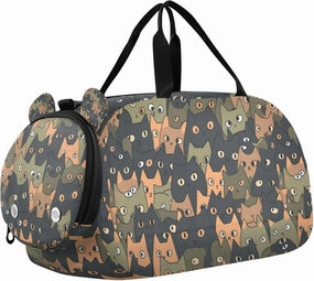 Travel Duffle Bag for Kids Boys Girls Dark Cats Green Sports Bag Overnighter Duffle Sleepover Weekender with Shoes Compartment