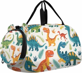 Travel Duffle Bag for Kids Boys Girls Dinosaur Dino Animal A Sports Bag Overnighter Duffle Sleepover Weekender with Shoes Compartment