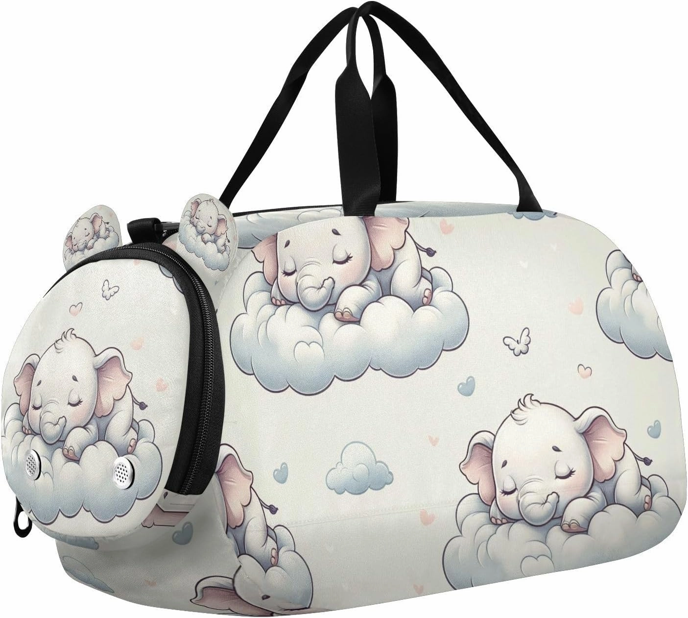 Travel Duffle Bag for Kids Boys Girls Elephants Animal Forest Sports Bag Overnighter Duffle Sleepover Weekender with Shoes Compartment