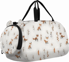 Travel Duffle Bag for Kids Boys Girls Fox Beige Animal Sports Bag Overnighter Duffle Sleepover Weekender with Shoes Compartment