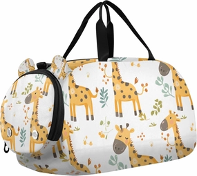 Travel Duffle Bag for Kids Boys Girls Giraffe Childish Forest Animal Sports Bag Overnighter Duffle Sleepover Weekender with Shoes Compartment