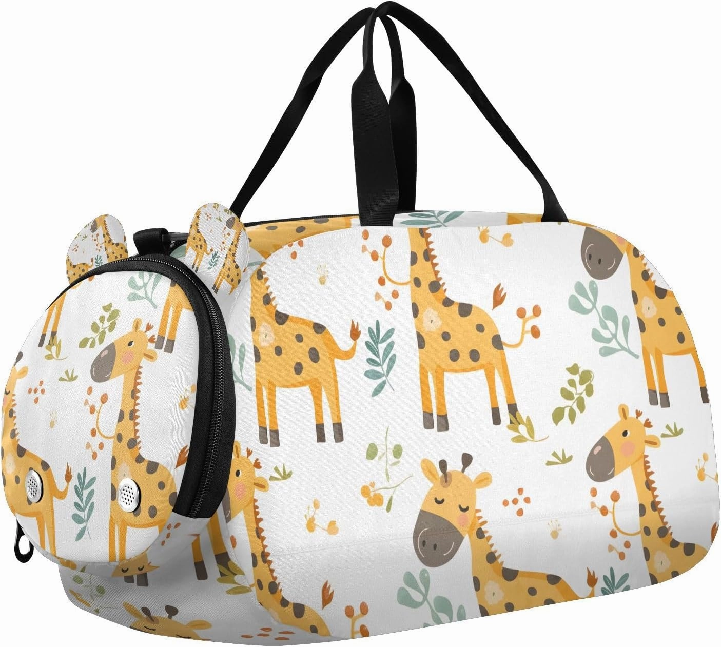 Travel Duffle Bag for Kids Boys Girls Giraffe Childish Forest Animal Sports Bag Overnighter Duffle Sleepover Weekender with Shoes Compartment