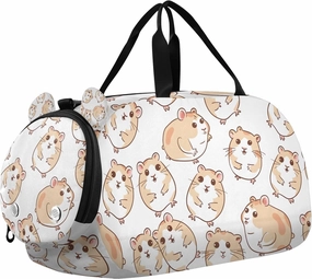 Travel Duffle Bag for Kids Boys Girls Hamster White Sports Bag Overnighter Duffle Sleepover Weekender with Shoes Compartment