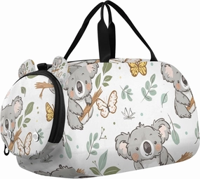 Travel Duffle Bag for Kids Boys Girls Koala Forest Animal Butterfly Sports Bag Overnighter Duffle Sleepover Weekender with Shoes Compartment