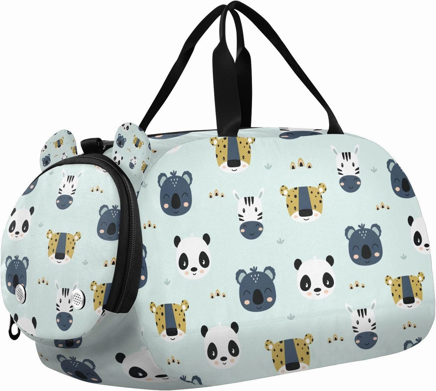Travel Duffle Bag for Kids Boys Girls Panda Koala Zebra Animals Sports Bag Overnighter Duffle Sleepover Weekender with Shoes Compartment