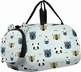 Travel Duffle Bag for Kids Boys Girls Panda Koala Zebra Animals Sports Bag Overnighter Duffle Sleepover Weekender with Shoes Compartment