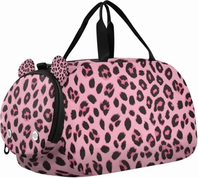 Travel Duffle Bag for Kids Boys Girls Pink Leopard Pattern Cheetah Sports Bag Overnighter Duffle Sleepover Weekender with Shoes Compartment