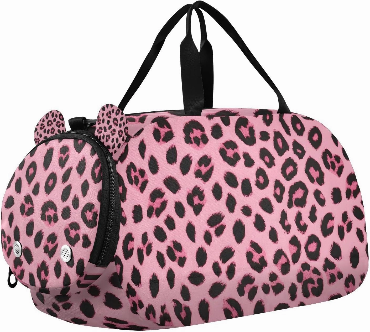 Travel Duffle Bag for Kids Boys Girls Pink Leopard Pattern Cheetah Sports Bag Overnighter Duffle Sleepover Weekender with Shoes Compartment