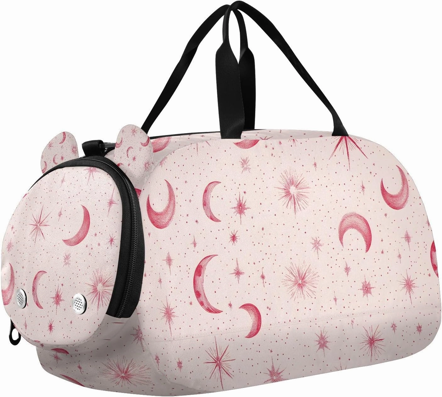 Travel Duffle Bag for Kids Boys Girls Pink Star Moon Sports Bag Overnighter Duffle Sleepover Weekender with Shoes Compartment