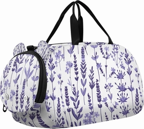 Travel Duffle Bag for Kids Boys Girls Purple Lavender Wildflower Sports Bag Overnighter Duffle Sleepover Weekender with Shoes Compartment