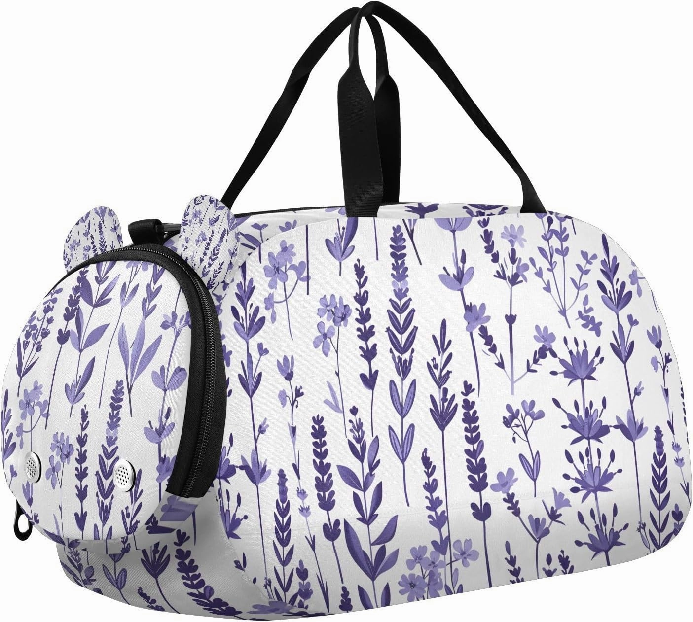Travel Duffle Bag for Kids Boys Girls Purple Lavender Wildflower Sports Bag Overnighter Duffle Sleepover Weekender with Shoes Compartment