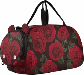 Travel Duffle Bag for Kids Boys Girls Red Rose Leaves Sports Bag Overnighter Duffle Sleepover Weekender with Shoes Compartment
