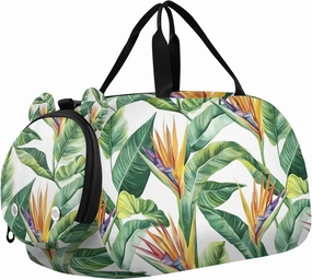Travel Duffle Bag for Kids Boys Girls Tropical Palm Leaf Flower Sports Bag Overnighter Duffle Sleepover Weekender with Shoes Compartment