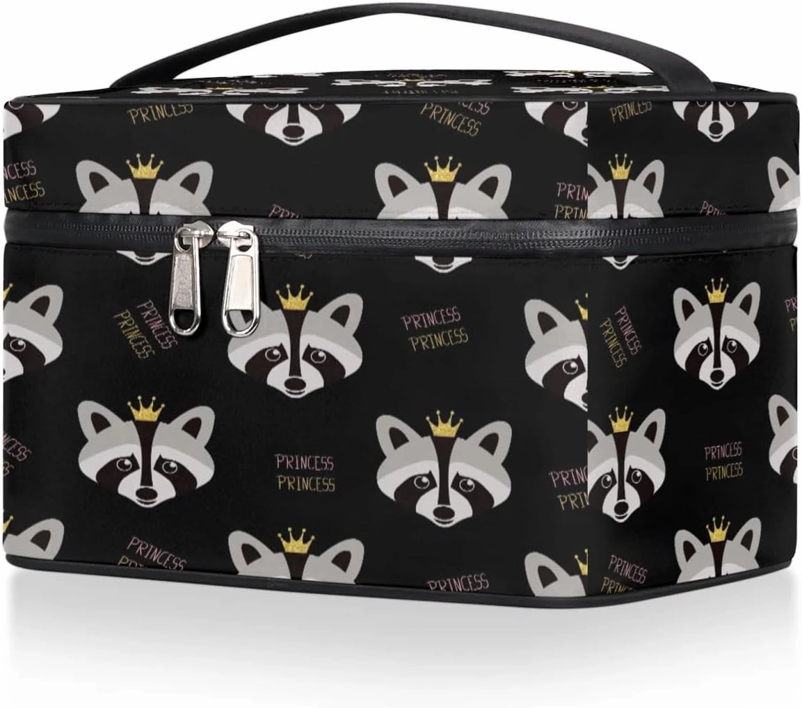 Travel Makeup Bag, Cute Animal Cosmetic Bag for Women Girls, Portable Large Toiletry Bag Case Organizer for Toiletries Accessories Brushes