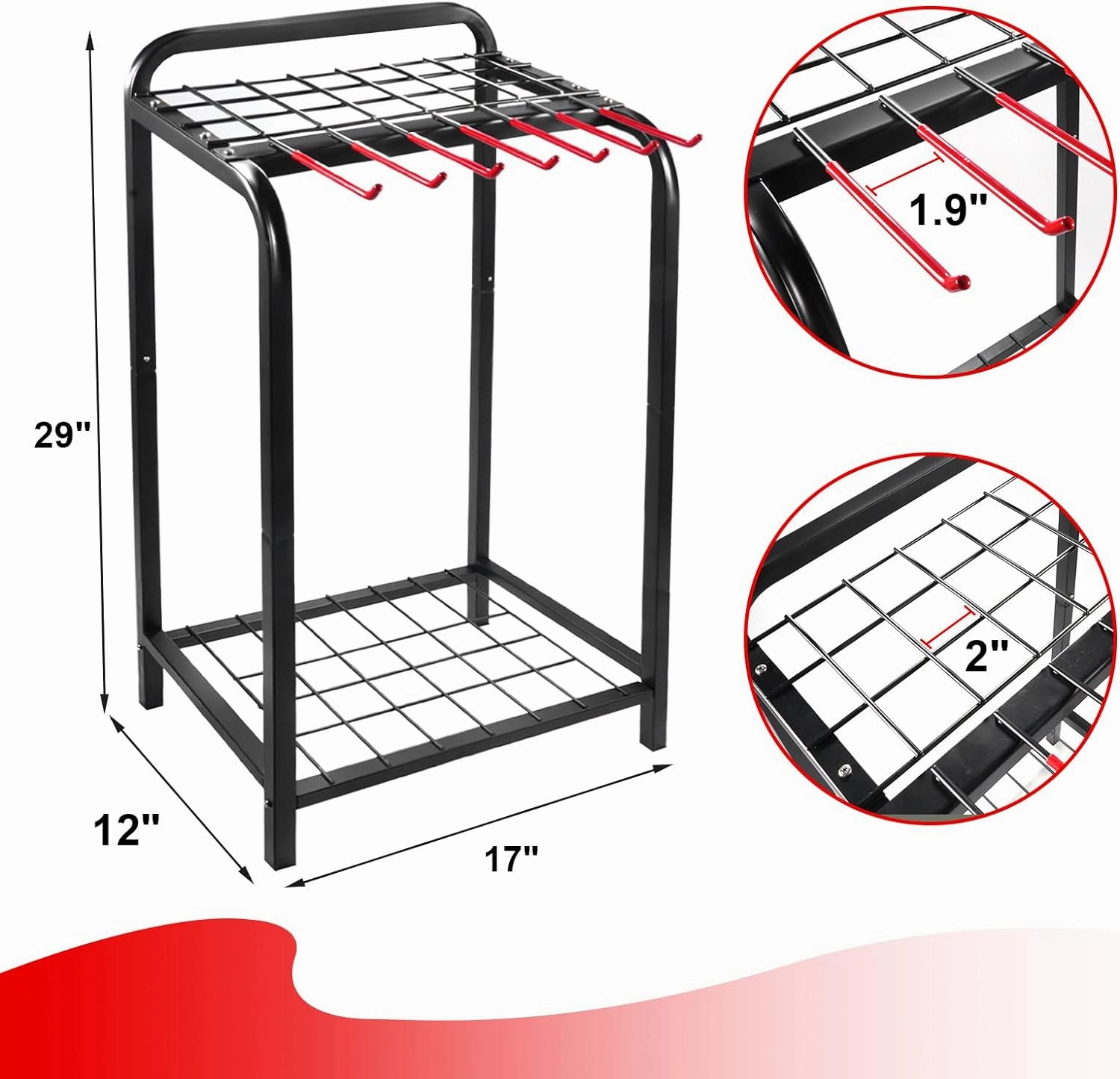 Trieez Heavy Duty Garden Tool Organizer - Sturdy Yard Tool Rack for Shed and Garage Organization, Tool Holder Rack