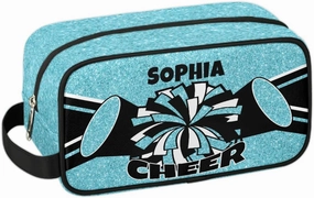 TropicalLife Custom Cheer Cosmetic Bag for Cheerleader, Personalized Cheerleading Makeup Case Portable Travel Bag Toiletry Zipper Pouch for Teammates Gifts, Glitter Azure