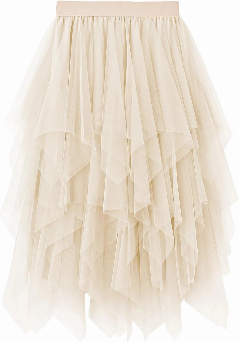 Tulle Skirts for Women Midi Long Fairy Skirt Tutu A-Line Mesh Layered High Elastic Waist Halloween Skirts