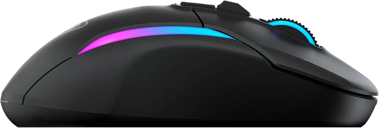 Turtle Beach Kone II Air – Wireless Ergonomic RGB Gaming Mouse, 350-Hr Battery, 26K DPI Optical Sensor, 100M Click Optical Switches, 21 Customizable Inputs, 4D Free-Spin Scroll Wheel – Ash Black