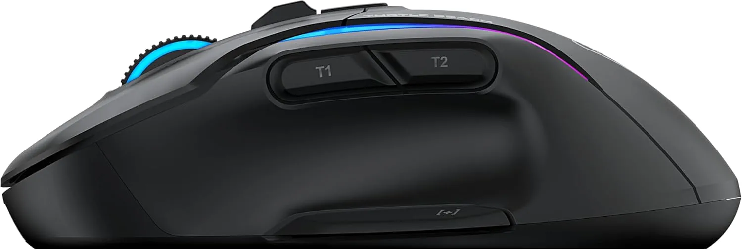 Turtle Beach Kone II Air – Wireless Ergonomic RGB Gaming Mouse, 350-Hr Battery, 26K DPI Optical Sensor, 100M Click Optical Switches, 21 Customizable Inputs, 4D Free-Spin Scroll Wheel – Ash Black