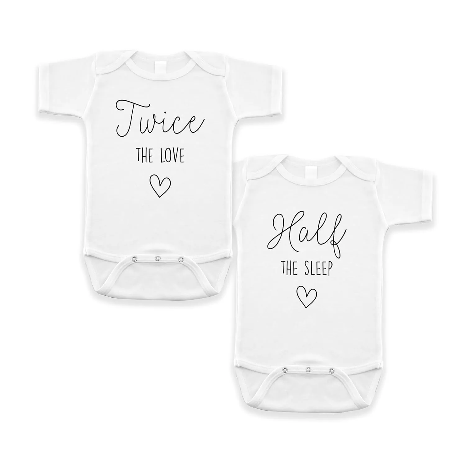 Twice The Love Half The Sleep - Twin Reveal - Pregnancy Announcement Infant Bodysuit - Surprise For Friends and Family (Natural)
