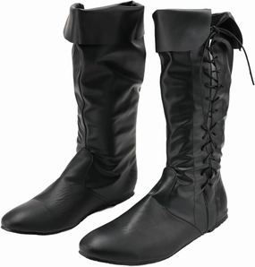 Unisex Renaissance Boots Medieval PU Leather Pirate Shoes Cowboy Distressed Chic Western Knight Boot