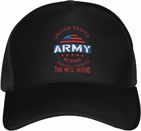 United States Army Veteran Proudly Baseball Cap Men's and Women's Baseball Hat Adjustable Casual Outdoor Breathable Caps Truck Driver Hat Dad Cap