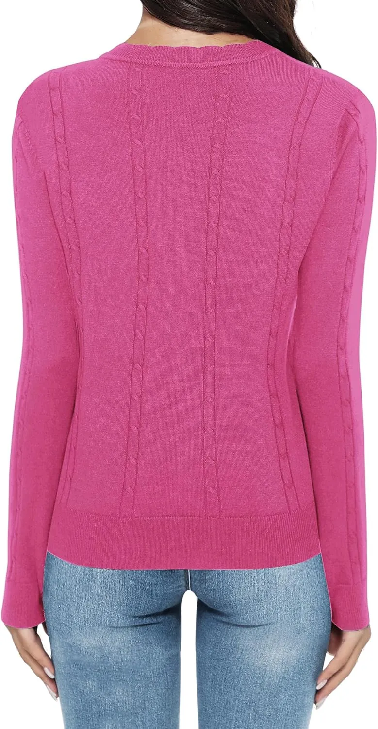 Urban CoCo Women's Lightweight Crew Neck Cropped Cardigan Long Sleeve Open Front Soft Knit Tops Casual Outfit