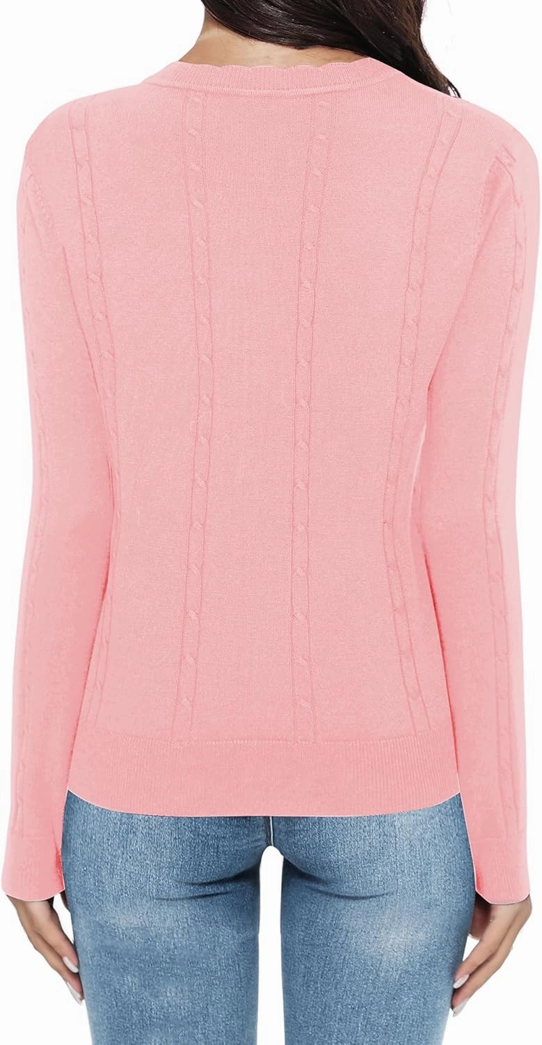 Urban CoCo Women's Lightweight Crew Neck Cropped Cardigan Long Sleeve Open Front Soft Knit Tops Casual Outfit