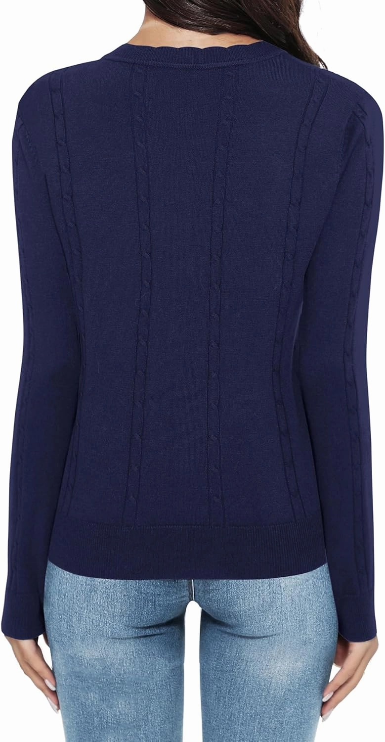 Urban CoCo Women's Lightweight Crew Neck Cropped Cardigan Long Sleeve Open Front Soft Knit Tops Casual Outfit