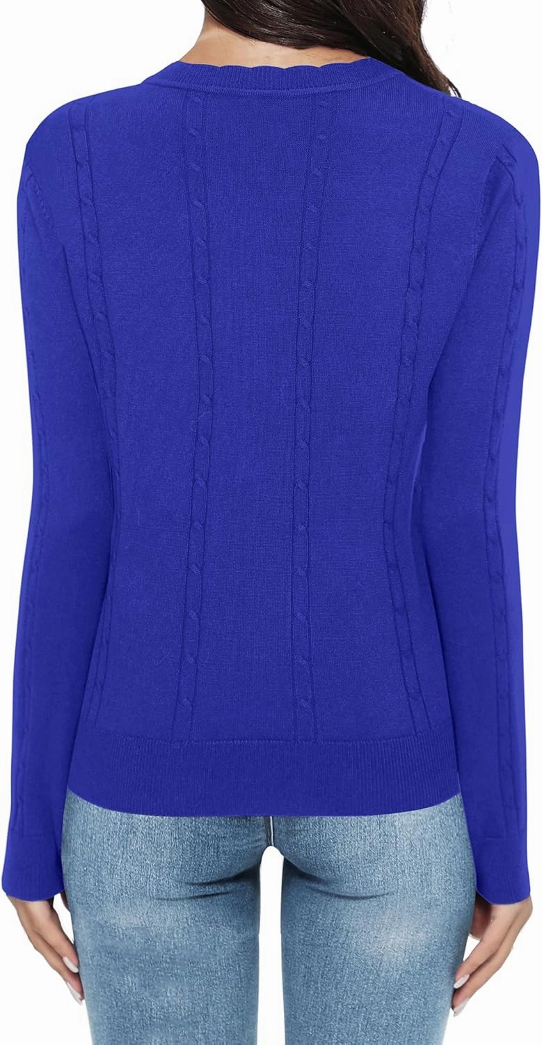 Urban CoCo Women's Lightweight Crew Neck Cropped Cardigan Long Sleeve Open Front Soft Knit Tops Casual Outfit