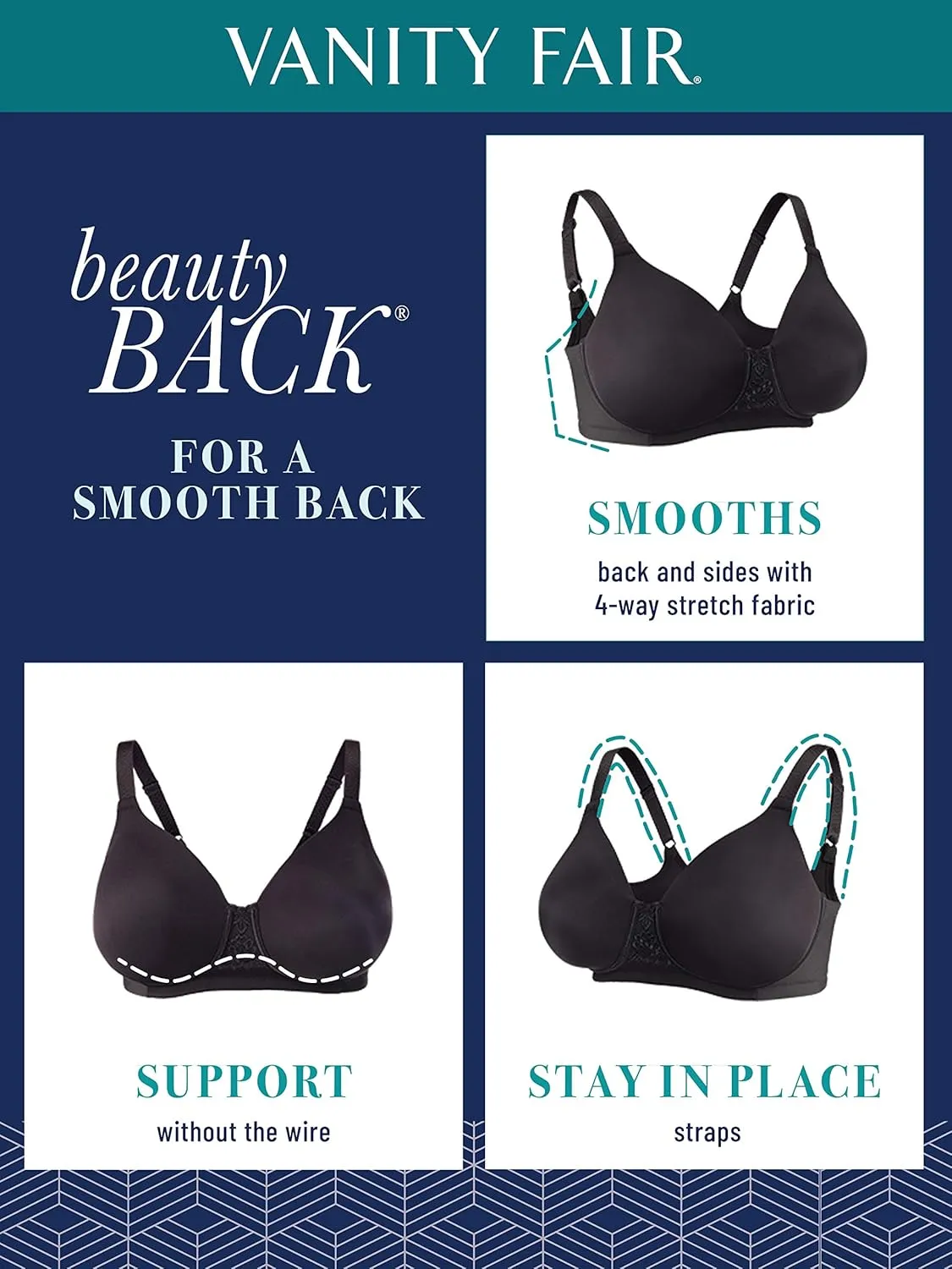Vanity Fair Women's Beauty Back Full Figure Wirefree Smoothing Bra