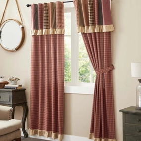 VHC Brands Maisie Primitive 84 Inches Long Panel Pair, Curtain for Living Room Bedroom - Attached Valance, Set of 2, 84"x40"