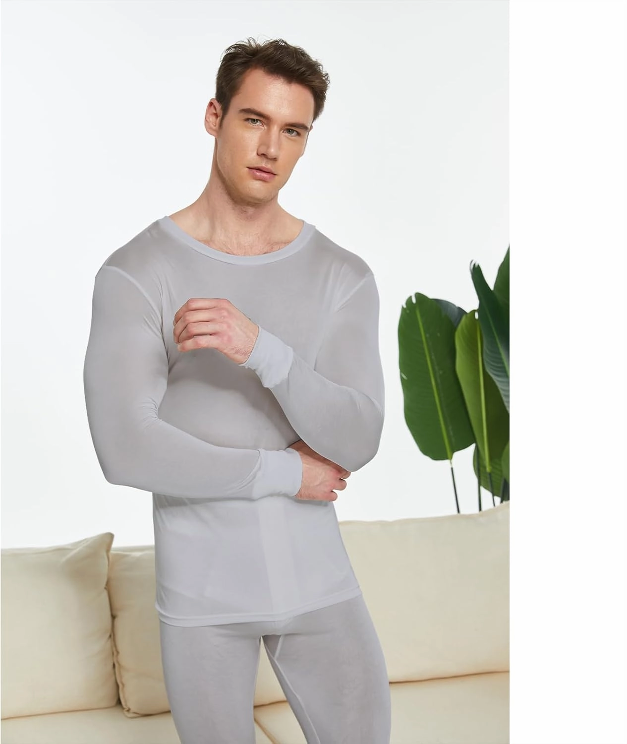 Viamulion Men's Pure Mulberry Silk Knitted Thermal Underwear Set