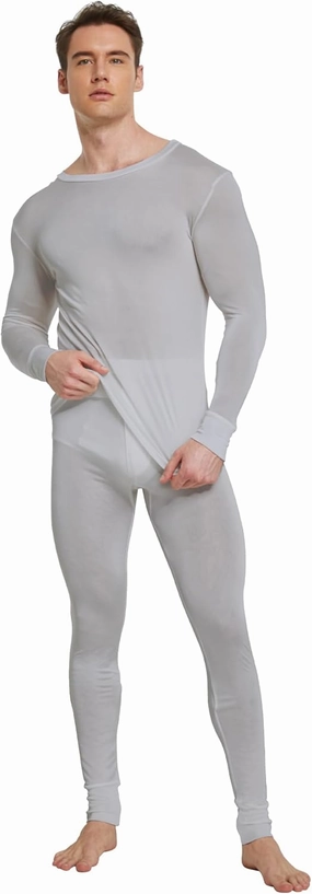 Viamulion Men's Pure Mulberry Silk Knitted Thermal Underwear Set