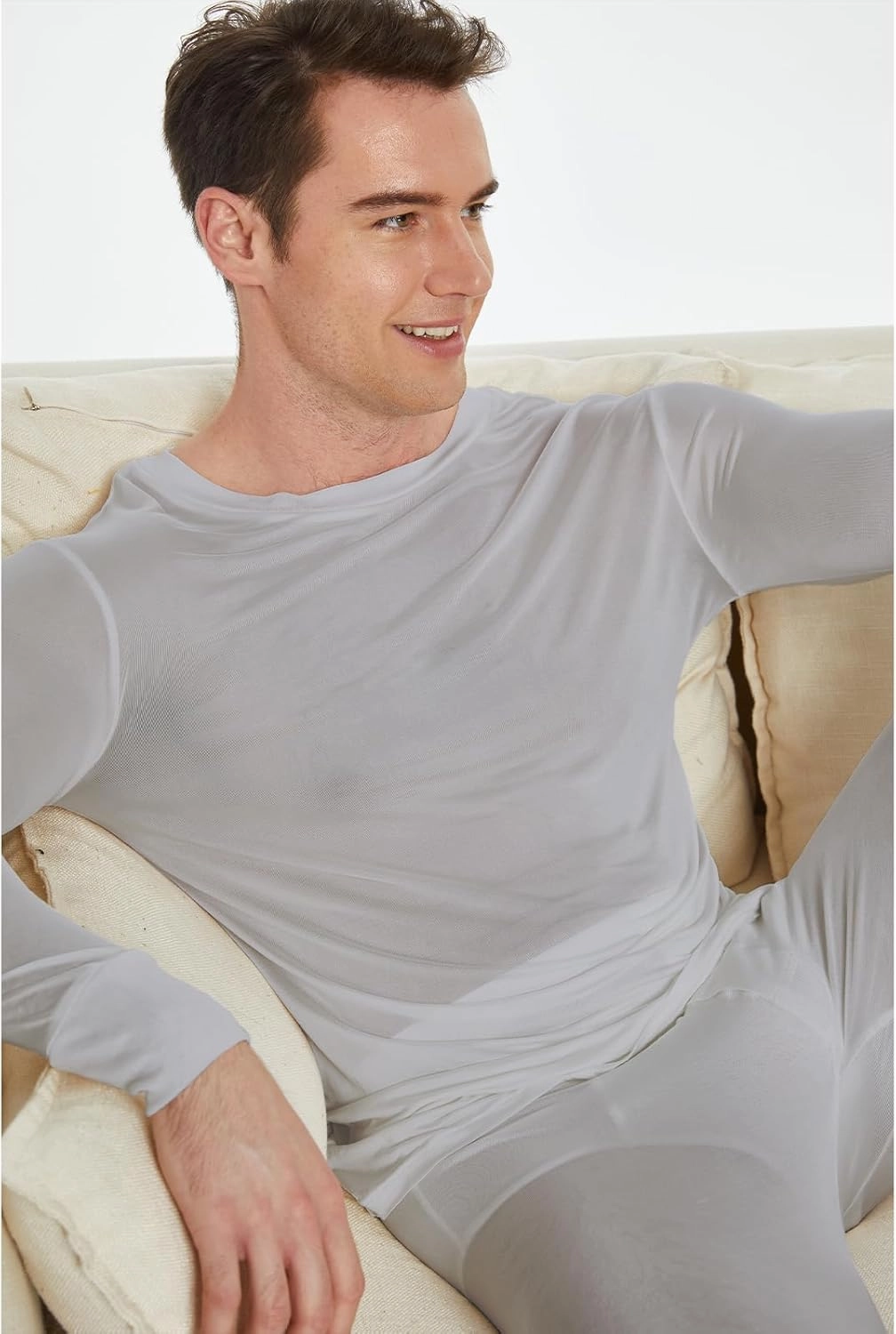 Viamulion Men's Pure Mulberry Silk Knitted Thermal Underwear Set
