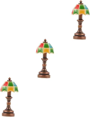VICASKY 3pcs Miniature Dollhouse Table Lamp Vintage Small Desk Lamp for Doll House Decoration Compact Lightweight Accessory for House Setup Realistic Details Charm
