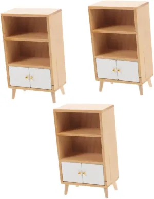 VICASKY 3pcs Miniature Wooden Bookshelf for Doll House Compact Lightweight Furniture Accessory for Boys and Girls Miniature Decor Mini Dollhouse Storage