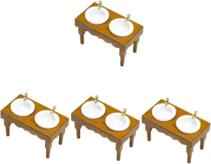 VICASKY 4pcs Miniature Wash Basin Sink Cabinet for Doll House Natural Dollhouse Bathroom Furniture Decor Compact Design for Home Landscaping and Accessories